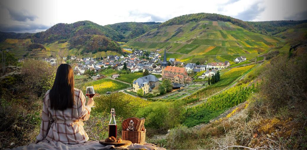 Blick auf Mayscho&szlig; neben dem Rotweinwanderweg!