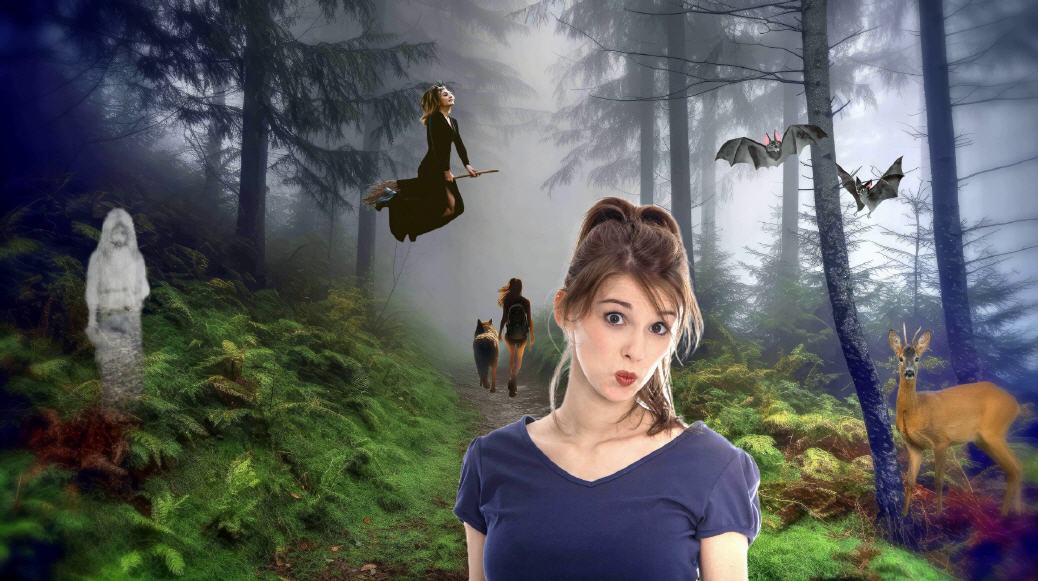 Pfeifend vor Angst auf dem Waldweg