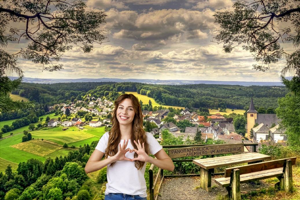 Blick vom Aremberg auf den gleichnamigen Ort!