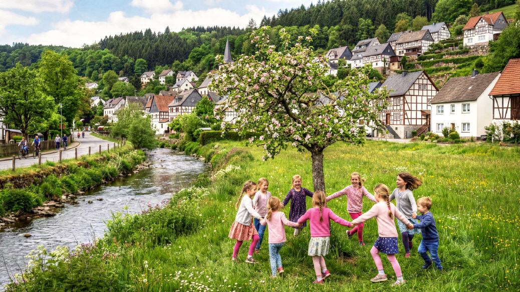Ringelreihen in einem Dorf an der Oberahr!