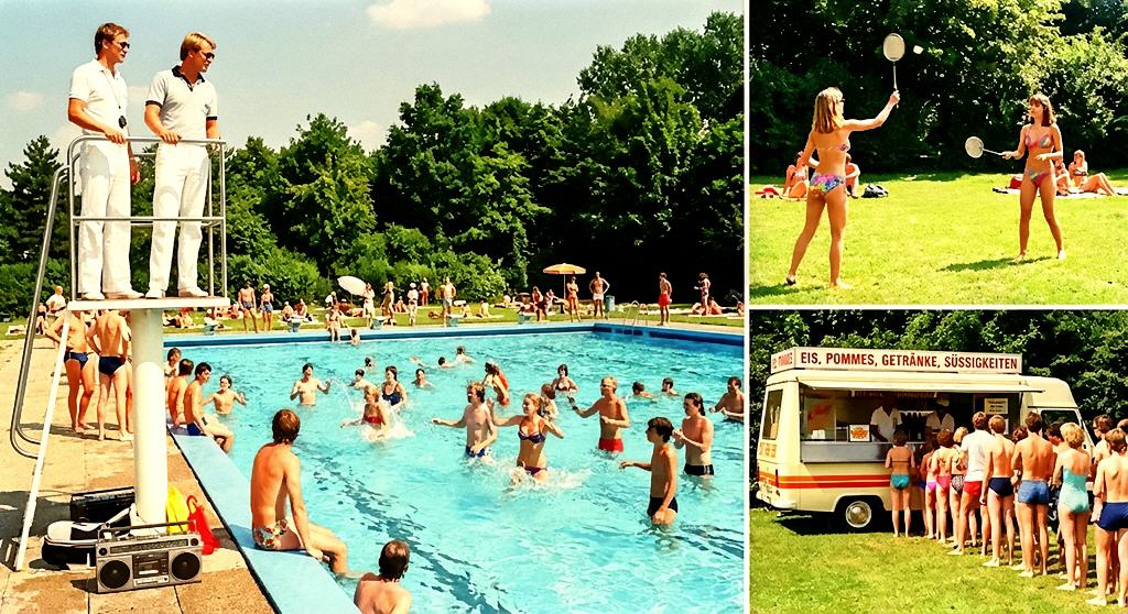 Entspannt im Freibad im Jahre 1966!